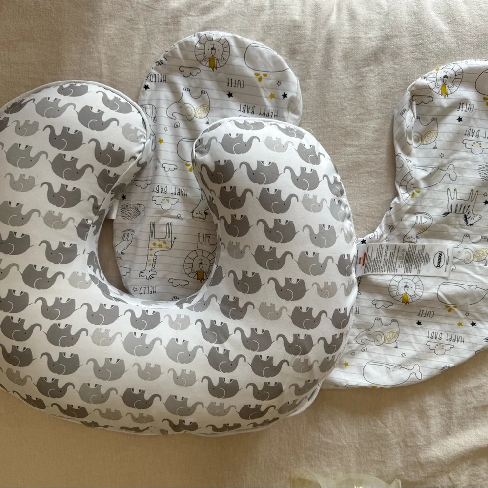 Boppy Nursing Pillow and Bibs Set - Gray and White Elephant Print
